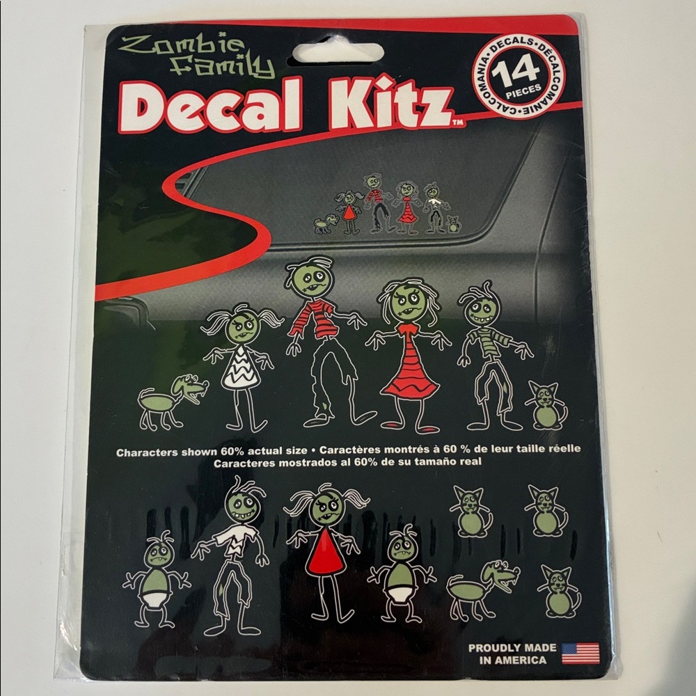 ZOMBIE Family COLOR Car Stickers VALUE Pack 14 individual stickers NEW